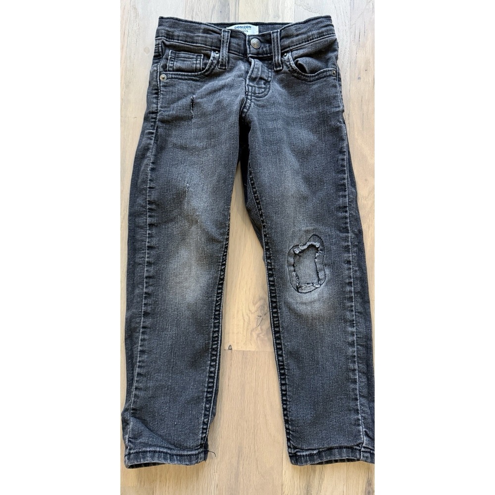 Levis Denizen Youth Boys 5 Regular Taper Dark Denim Jeans Distressed